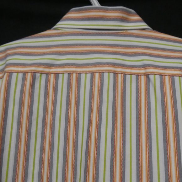 TD THOMAS DEAN | large | Striped Button Down Long Sleeve Shirt | 100% Cotton - Picture 10 of 16